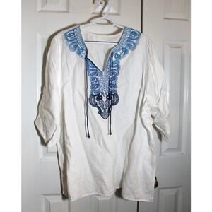 Simple NYC Embroidered Linen Tunic sz XXL